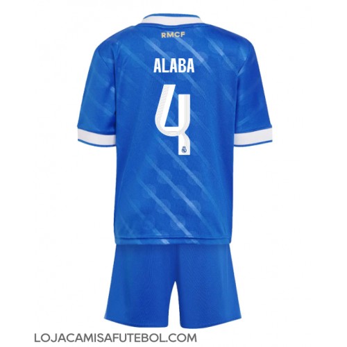 Camisa de Futebol Real Madrid David Alaba #4 Equipamento Alternativo Infantil 2025-26 Manga Curta (+ Calças curtas)